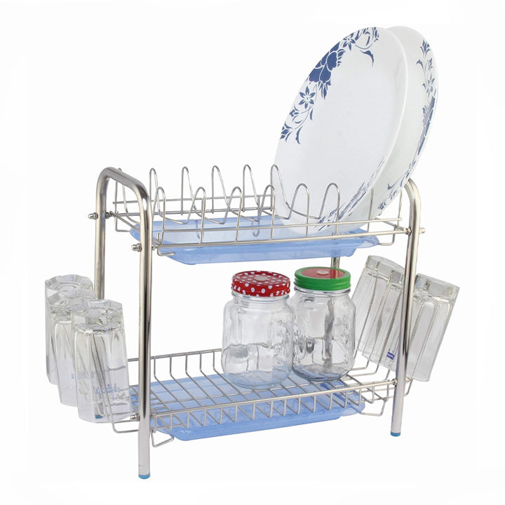 Dish Crockery Glass Dining Table Stand Kitchen Rack (Silver)