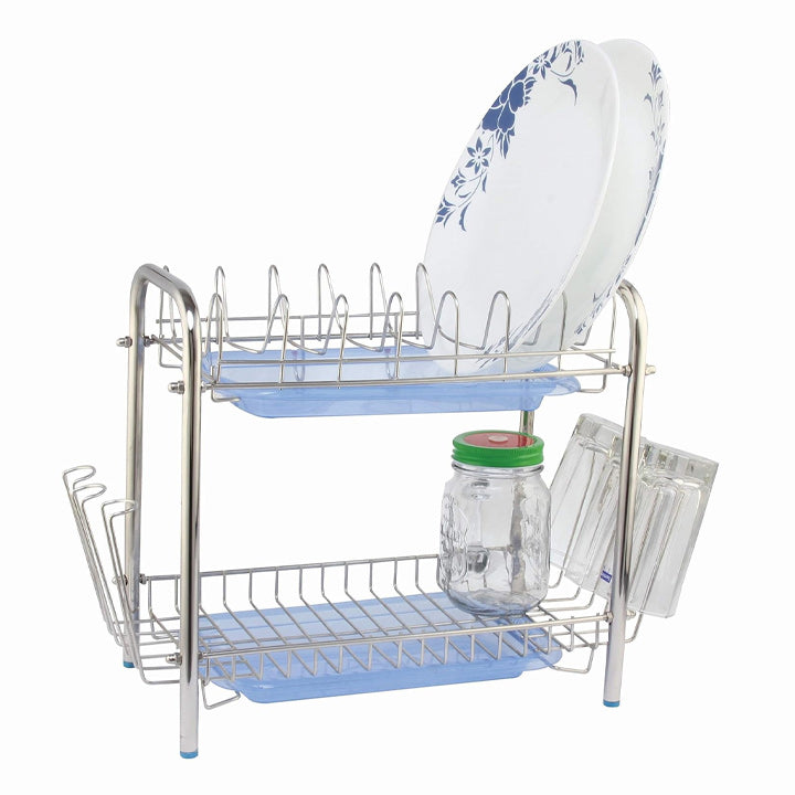 Dish Crockery Glass Dining Table Stand Kitchen Rack (Silver)