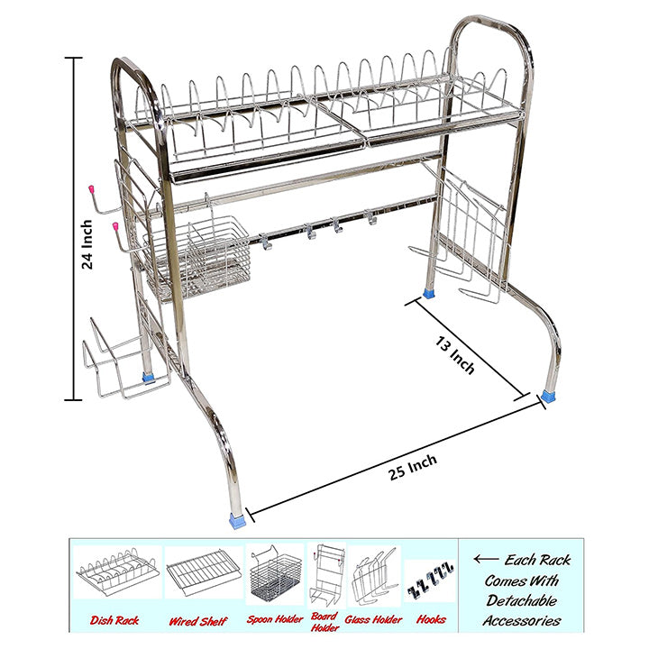 Steel Sink | Dish | Utensils| Vessels Organiser Drainer Utensil Kitchen Rack