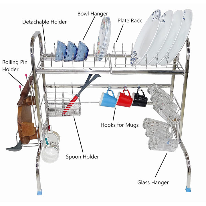 Steel Sink | Dish | Utensils| Vessels Organiser Drainer Utensil Kitchen Rack