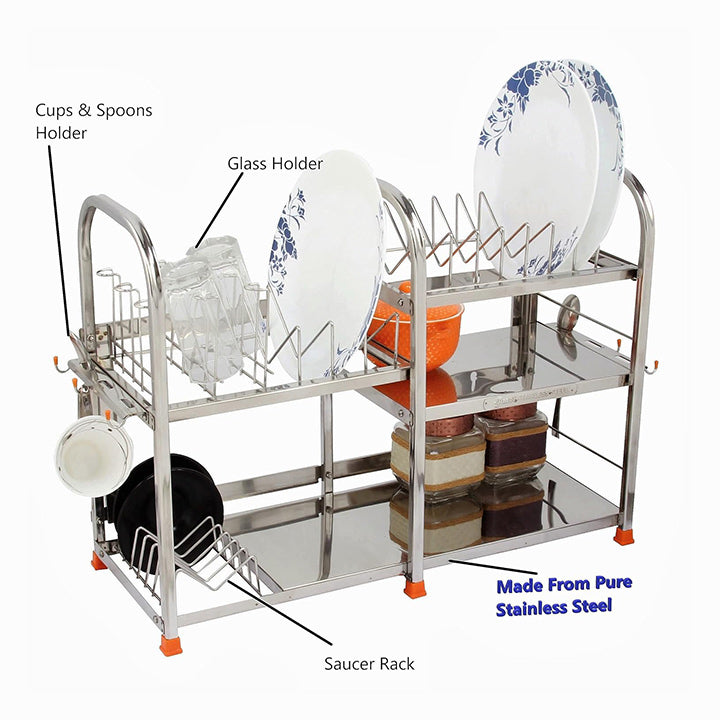 Steel Dish Rack | Wall Mount Stand  Kitchen Accessories Rack 18x24 Inch
