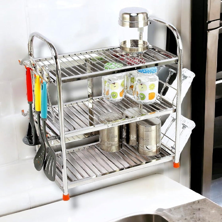 Kitchen stand for Utensils Rack  Wall mount & Table Top 3 Layer 21 x 18 inch Kitchen Rack
