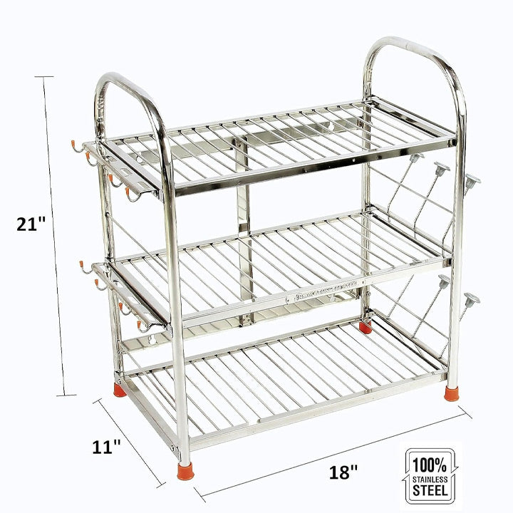 Kitchen stand for Utensils Rack  Wall mount & Table Top 3 Layer 21 x 18 inch Kitchen Rack