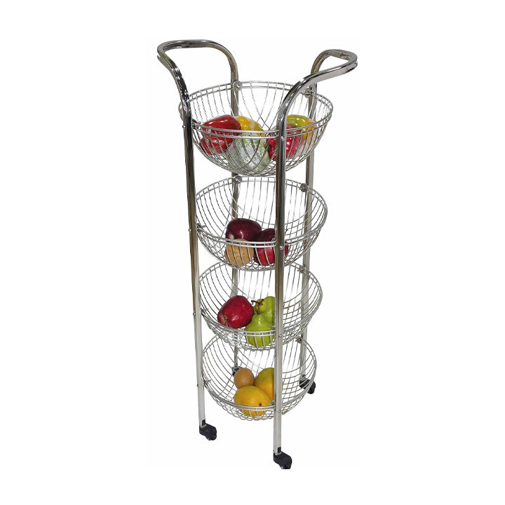 Basket Onion Potato Grocery Fruit 4 Basket Stainless Steel Kitchen Trolley