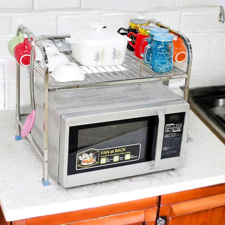 Microwave Oven Stand Rack for Kitchen | 2-Tier Storage Shelf Organizer for Oven