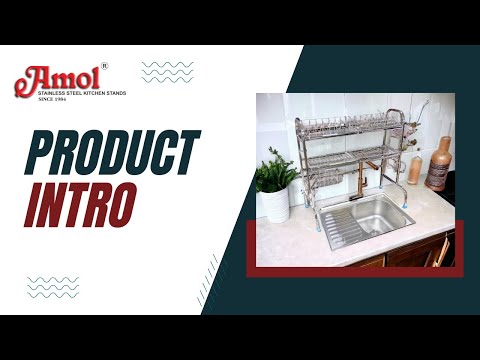 AMOL® Premium Stainless Steel Over-the-Sink Dish Rack | 2-Tier Adjustable Kitchen Organizer with Cutlery, Knife & Chopping Board Holder | Rust-Resistant Space Saving Rack for 24 Inch Sink