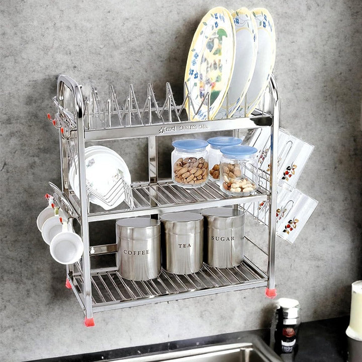Wall Hanging Dish Rack – Stainless Steel Utensil Drainer & Organizer