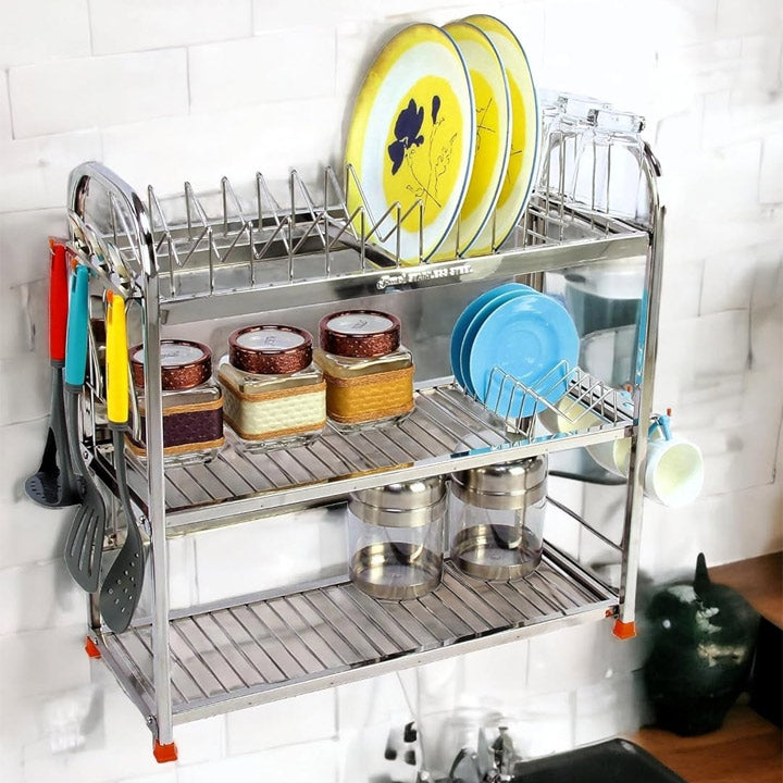 3-Layer Kitchen Dish Rack | Rust-Resistant Utensil Stand